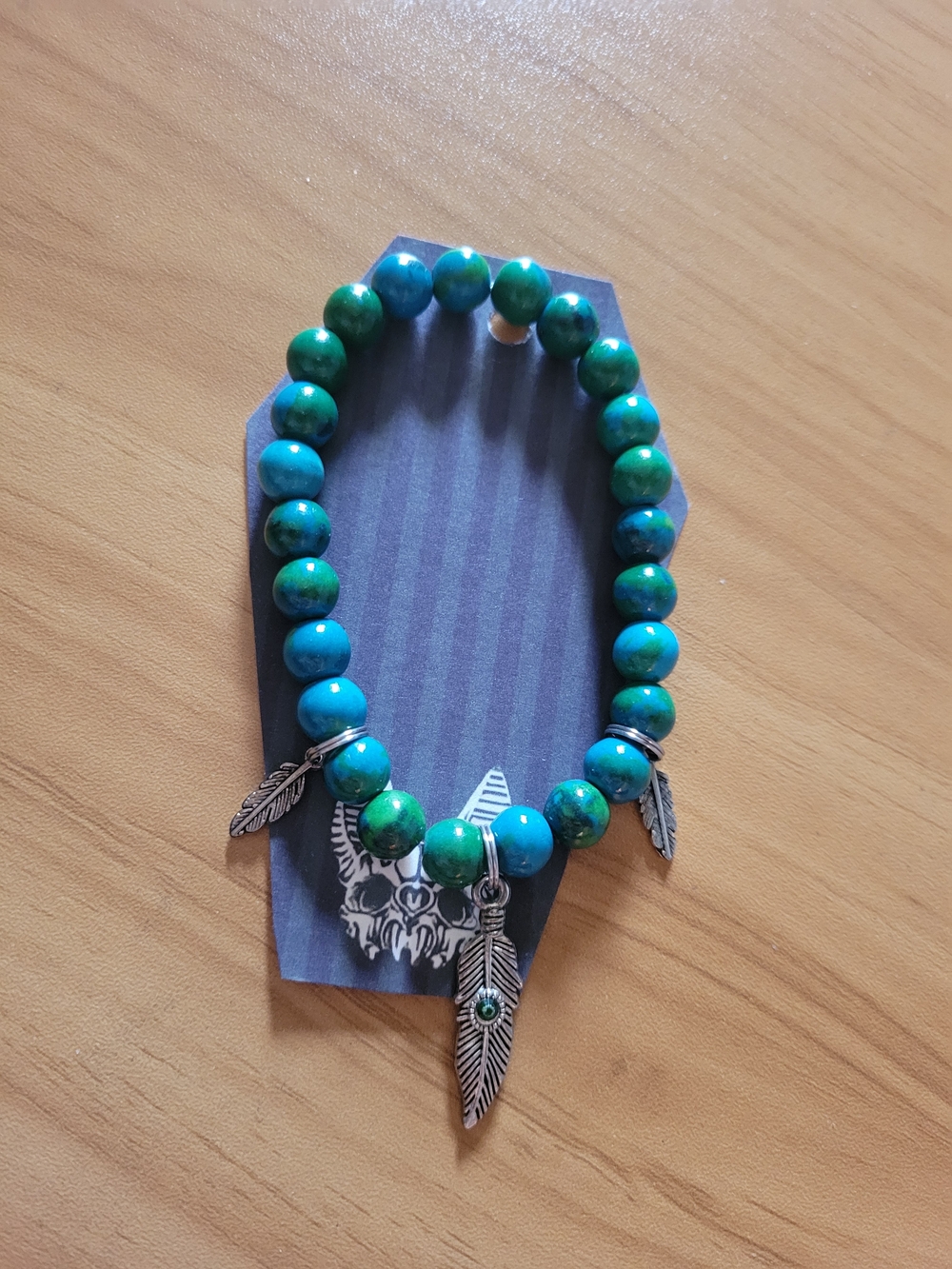 💐NEW💐 Phoenix Stone Beaded Feather Charm Bracelet